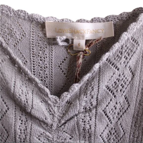 LoveShackFancy Lila Pointelle Slip Dress Petticoat Gray S - Picture 7 of 9